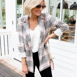 Halogen Plaid Double Brested Blazer